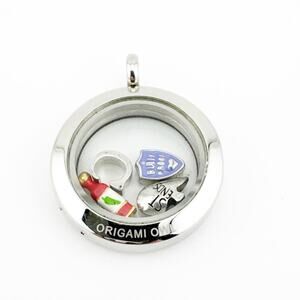 Origami Owl‎ Living Locket Pendant Silver Rhinestone Floating Charms